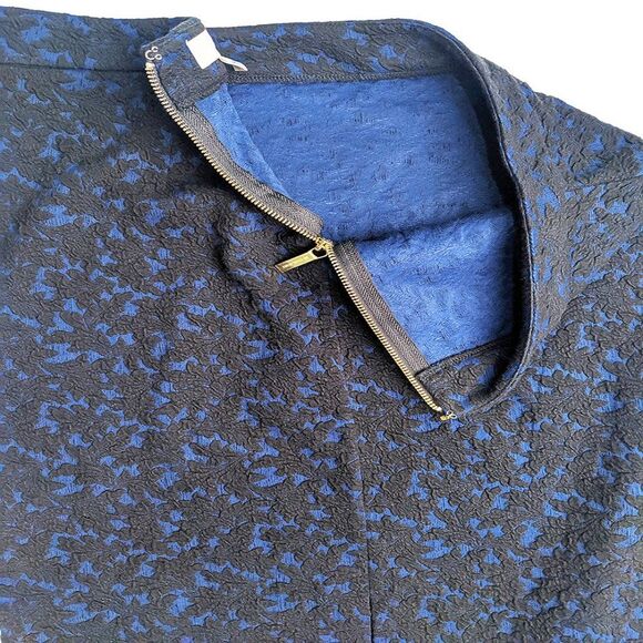 Micheal Kors Blue & Black Embroidered Floral Straight Skirt Medium - Picture 5 of 5